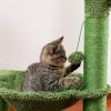 Cactus Cat Tree Cat Scratching Post with Hammock Play Tower, Full Wrapped Sisal Scratching Post for Cats 93.5cm Green