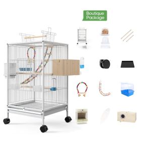 Parrot Xuanfeng Bird Cage With Feeder Toy Grass Nest Breeding Box (Option: White Boutique Package)