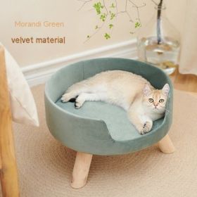 Solid Wood Cat Nest Semi-enclosed Winter Warm (Option: Morandi Green)