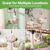 MewooFun Cat Hammock Macrame Hanging Swing Cat Bed Basket with Cotton Mat Indoor
