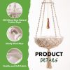 MewooFun Cat Hammock Macrame Hanging Swing Cat Bed Basket with Cotton Mat Indoor