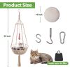 MewooFun Cat Hammock Macrame Hanging Swing Cat Bed Basket with Cotton Mat Indoor