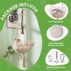 MewooFun Cat Hammock Macrame Hanging Swing Cat Bed Basket with Cotton Mat Indoor